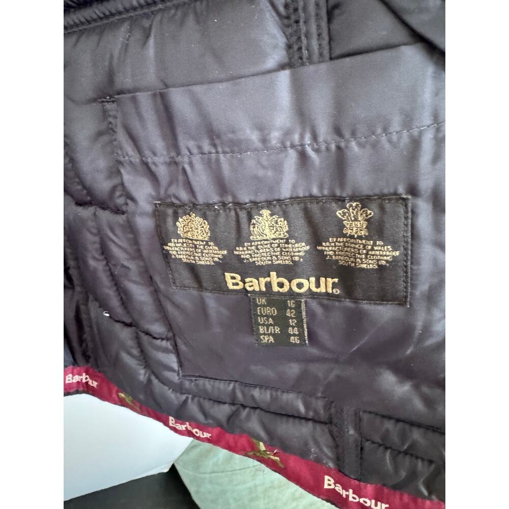 Barbour Winterton Quilted Utility Jacket Black Bird Owl Collar us 12 / uk 16 - Picture 5 of 7